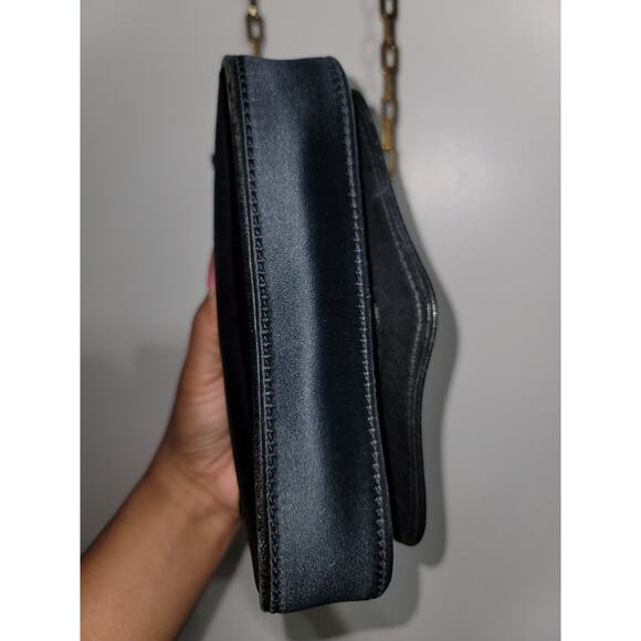 Tory Burch Amanda Logo Clutch Crossbody Bag Satin Black - Picture 3 of 6